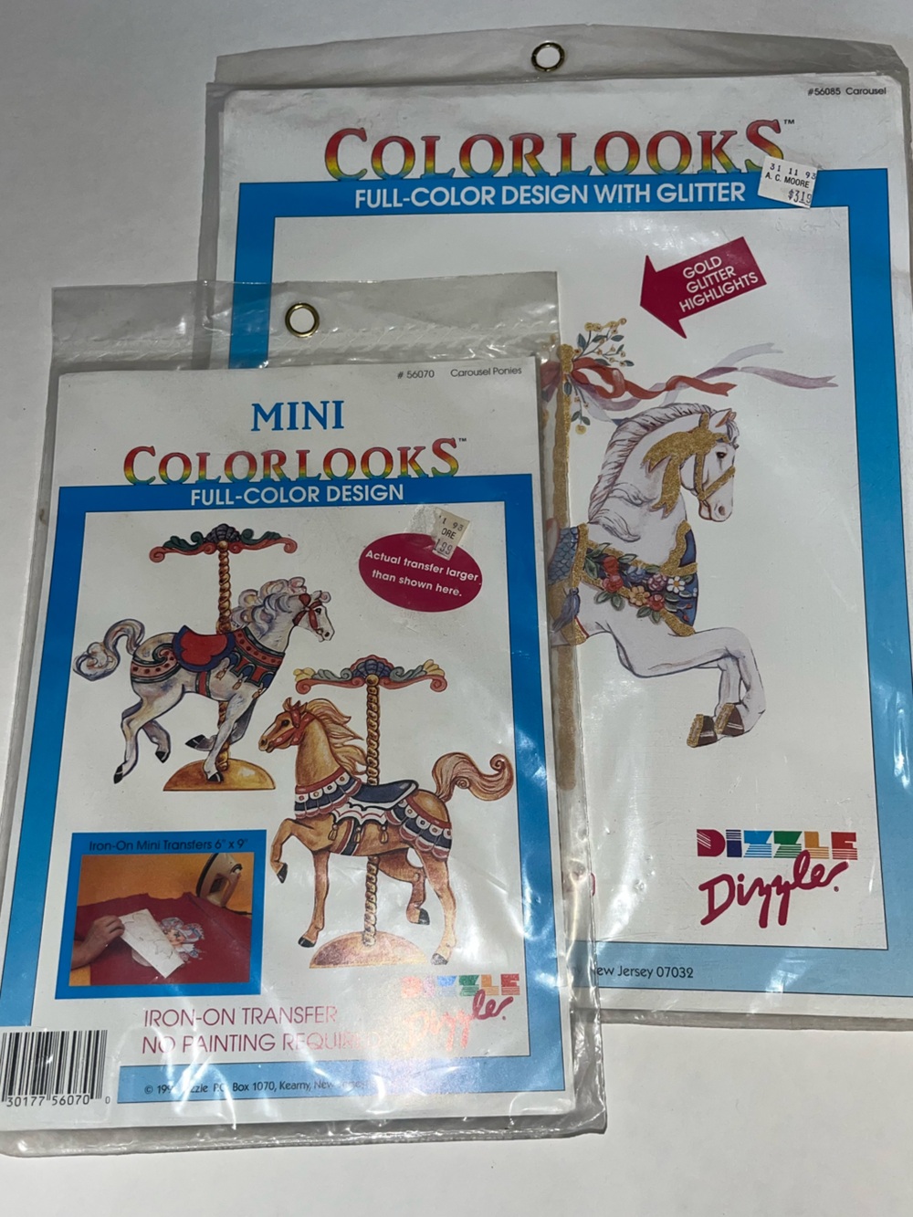 Vintage Colorlooks Mini & Carousel Pony Iron-On Transfers - Multi-color 2 Pack